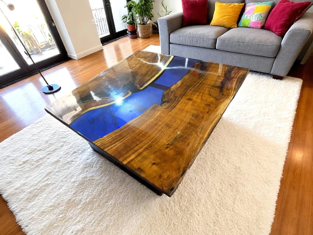 Square Walnut Coffee Table - Made In India 